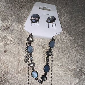 3 piece Jewelry Set -Earrings, Bracelet, & Necklace blue purply silvery Matching
